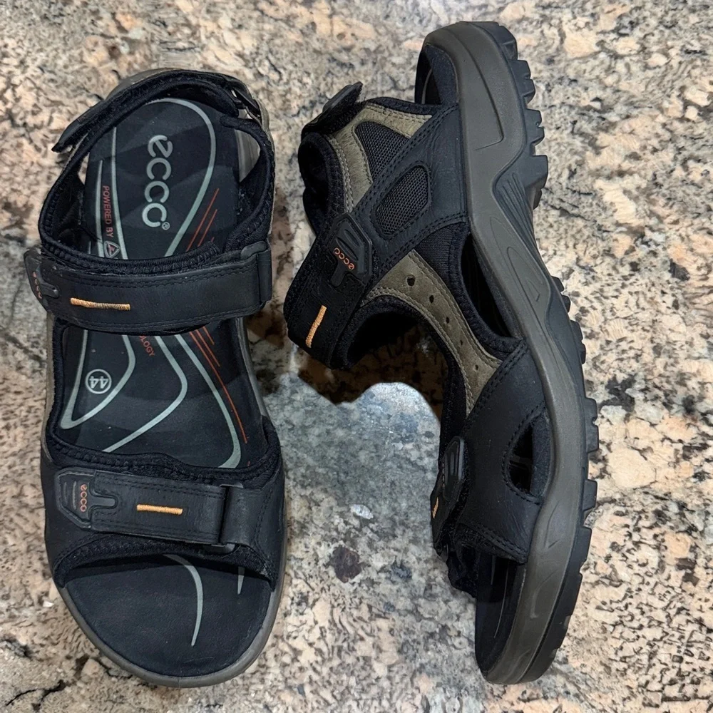 Ecco Black and Tan Men's Sandals